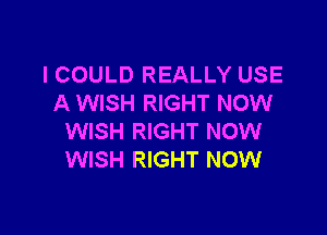 I COULD REALLY USE
A WISH RIGHT NOW

WISH RIGHT NOW
WISH RIGHT NOW