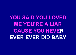 YOU SAID YOU LOVED
ME YOU'RE A LIAR
'CAUSE YOU NEVER
EVER EVER DID BABY