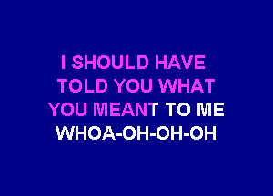 I SHOULD HAVE
TOLD YOU WHAT

YOU MEANT TO ME
WHOA-OH-OH-OH