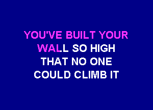 YOU'VE BUILT YOUR
WALL 80 HIGH

THAT NO ONE
COULD CLINIB IT