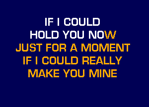 IF I COULD
HOLD YOU NOW
JUST FOR A MOMENT
IF I COULD REALLY
MAKE YOU MINE