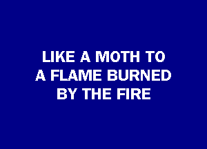 LIKE A MOTH TO

A FLAME BURNED
BY THE FIRE