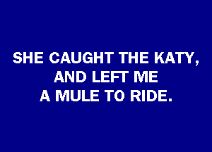 SHE CAUGHT THE KATY,

AND LEFI' ME
A MULE TO RIDE.