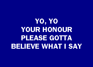 Y0, Y0
YOUR HONOUR

PLEASE GOTTA
BELIEVE WHAT I SAY
