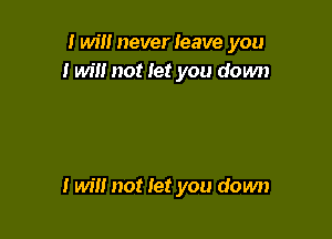 I will never leave you
I will not iet you down

I will not let you down