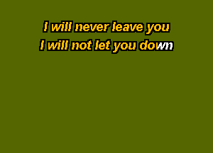 I will never leave you
I win not let you down