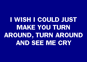 I WISH I COULD JUST
MAKE YOU TURN
AROUND, TURN AROUND
AND SEE ME CRY