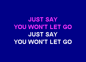 JUST SAY
YOU WON'T LET G0

JUST SAY
YOU WON'T LET G0