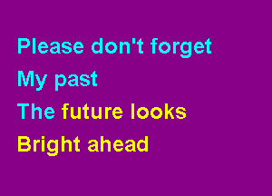 Please don't forget
My past

The future looks
Bright ahead