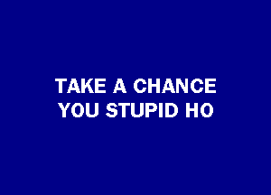 TAKE A CHANCE

YOU STUPID H0