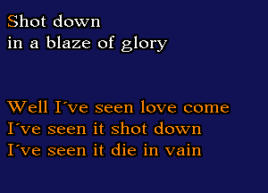 Shot down
in a blaze of glory

XVell I've seen love come
I've seen it shot down
I've seen it die in vain