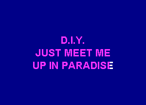 D.I.Y.

JUST MEET ME
UP IN PARADISE