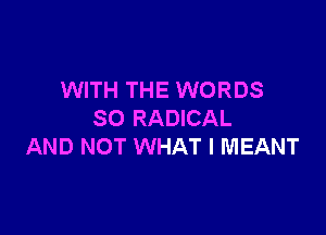 WITH THE WORDS

SO RADICAL
AND NOT WHAT I MEANT