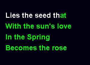 Lies the seed that
With the sun's love

In the Spring
Becomes the rose