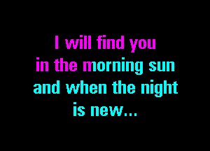 I will find you
in the morning sun

and when the night
is new...