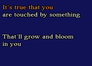 It's true that you
are touched by something

That'll grow and bloom
in you