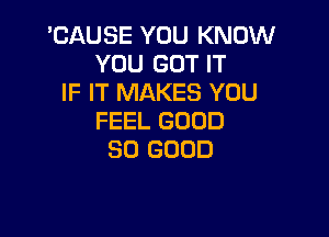 'CAUSE YOU KNOW
YOU GOT IT
IF IT MAKES YOU

FEEL GOOD
SO GOOD