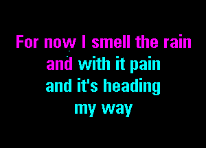 For now I smell the rain
and with it pain

and it's heading
my way