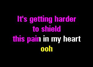 It's getting harder
to shield

this pain in my heart
ooh