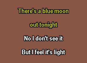 There's a blue moon
out tonight

No I don't see it

But I feel ifs light