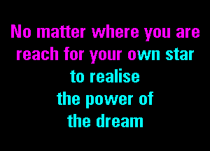 No matter where you are
reach for your own star

to realise
the power of
the dream
