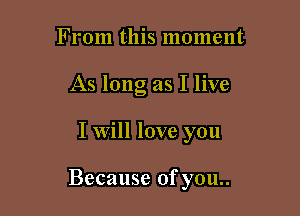 From this moment
As long as I live

I will love you

Because of you..