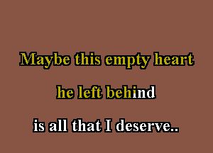 Maybe this empty heart

he left behind

is all that I deserve..