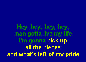 Hey, hey, hey, hey,

man gotta live my life
I'm gonna pick up
all the pieces
and what's left of my pride