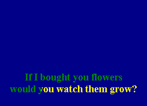 If I bought you flowers
would you watch them grow?