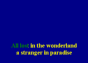 All lost in the wonderland
a stranger in paradise