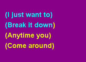 (I just want to)
(Break it down)

(Anytime you)
(Come around)