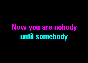 Now you are nobody

until somebody