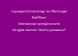 Copyright (c) Sony Sousa, InofRye Songol
Ecaf Music
hman'onal copyright occumd

All righm marred. Used by pcrmiaoion