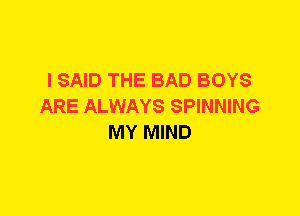 I SAID THE BAD BOYS
ARE ALWAYS SPINNING
MY MIND