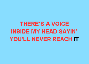 THERE'S A VOICE
INSIDE MY HEAD SAYIW
YOU'LL NEVER REACH IT