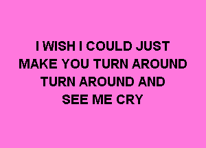 I WISH I COULD JUST
MAKE YOU TURN AROUND
TURN AROUND AND
SEE ME CRY