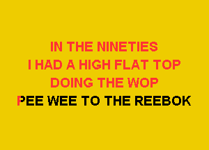 IN THE NINETIES
I HAD A HIGH FLAT TOP
DOING THE WOP
PEE WEE TO THE REEBOK