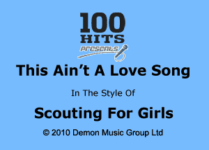 MM)

HITS
........... f

This Ain't A Love Song

In The Style Of

Scouting For Girls

O 2010 Demon Music anup Ltd