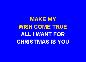 MAKE MY
WISH COME TRUE

ALL I WANT FOR
CHRISTMAS IS YOU