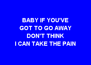 BABY IF YOU'VE
GOT TO GO AWAY

DON'T THINK
I CAN TAKE THE PAIN