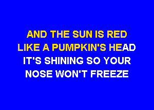 AND THE SUN IS RED
LIKE A PUMPKIN'S H