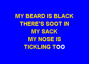 MY BEARD IS BLACK
THERE'S SOOT IN
MYSACK

MY NOSE IS
TICKLING TOO