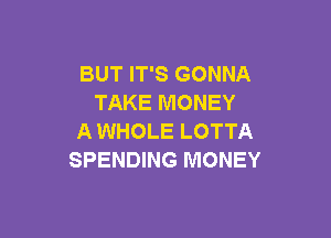 BUT IT'S GONNA
TAKE MONEY

A WHOLE LOTTA
SPENDING MONEY