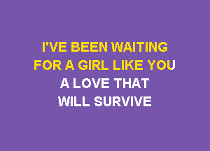 I'VE BEEN WAITING
FOR A GIRL LIKE YOU

A LOVE THAT
WILL SURVIVE