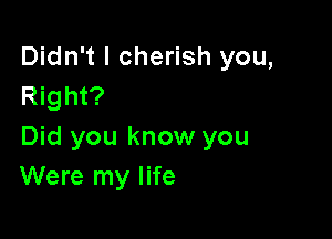 Didn't I cherish you,
Right?

Did you know you
Were my life
