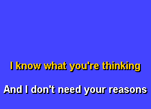 I know what you're thinking

And I don't need your reasons