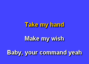 Take my hand

Make my wish

Baby, your command yeah