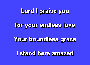 Lord I praise you

for your endless love

Your boundless grace

I stand here amazed