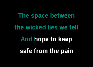 The space between
the wicked lies we tell

And hope to keep

safe from the pain