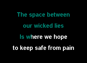 The space between
our wicked lies

ls where we hope

to keep safe from pain